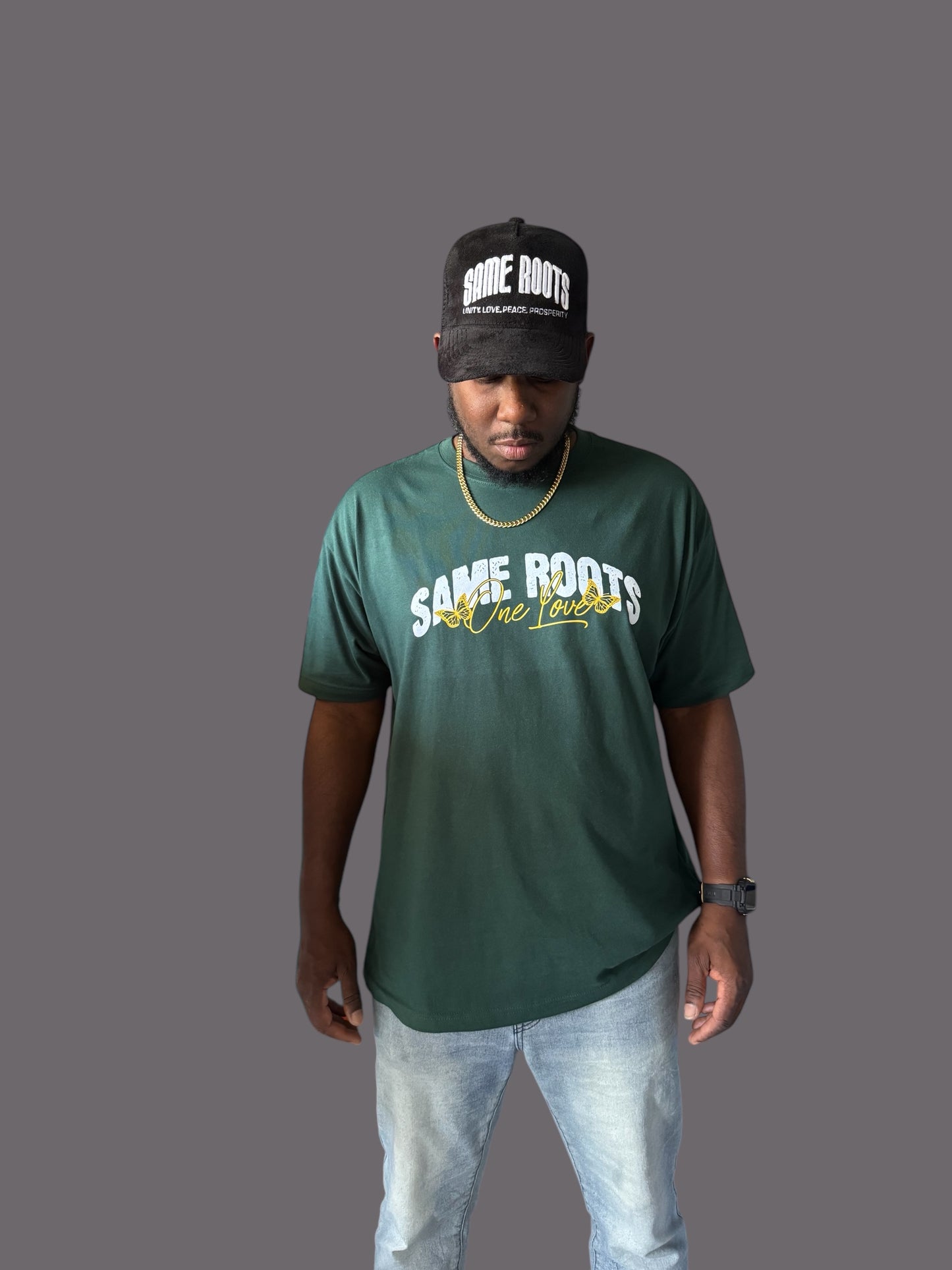 All Love Tee Forest Green/White/Gold
