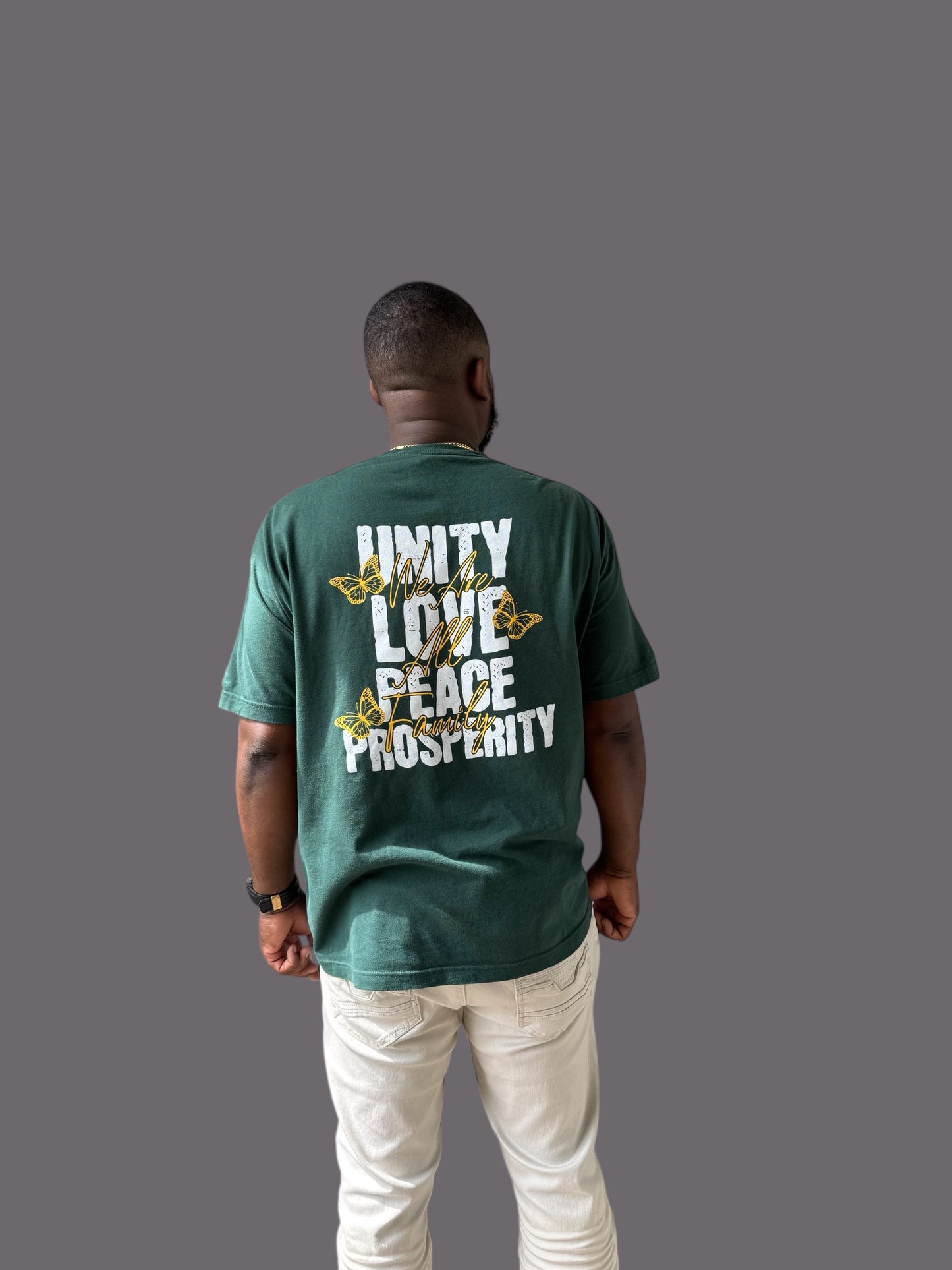 All Love Tee Forest Green/White/Gold