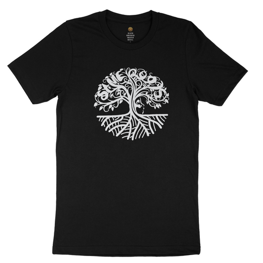 Signature Tree of Life White Logo Tee (Black )