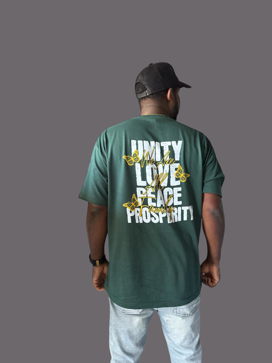 All Love Tee Forest Green/White/Gold